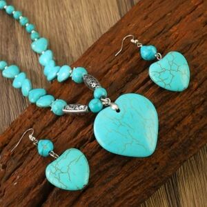 Turquoise Heart Necklace Set